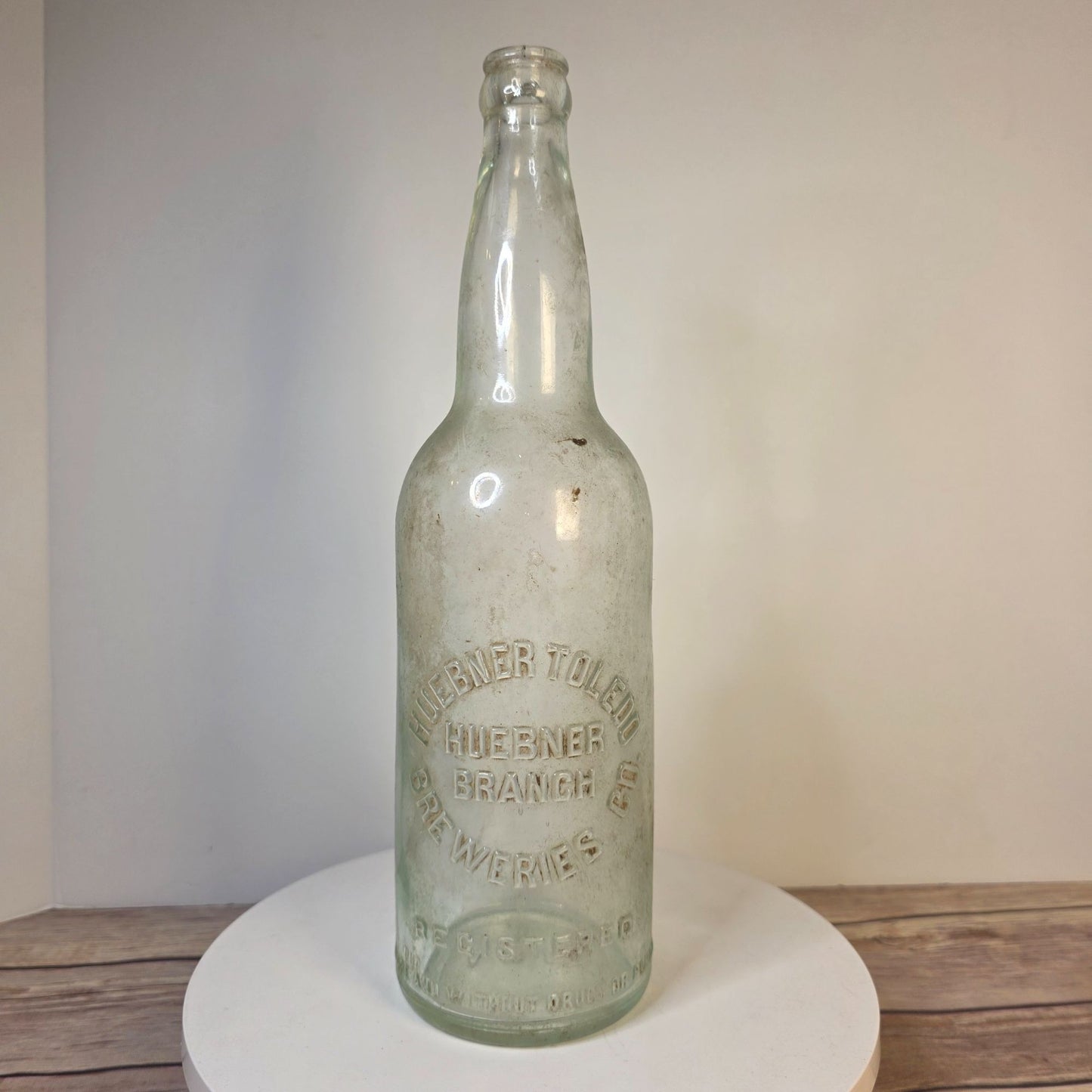 Antique Huebner Toledo Breweries Co Huebner Branch Clear Embossed Beer Bottle RARE!!