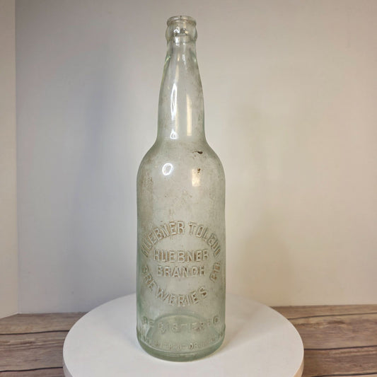 Antique Huebner Toledo Breweries Co Huebner Branch Clear Embossed Beer Bottle RARE!!