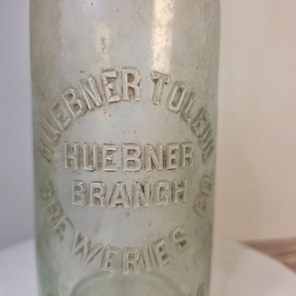 Antique Huebner Toledo Breweries Co Huebner Branch Clear Embossed Beer Bottle RARE!!