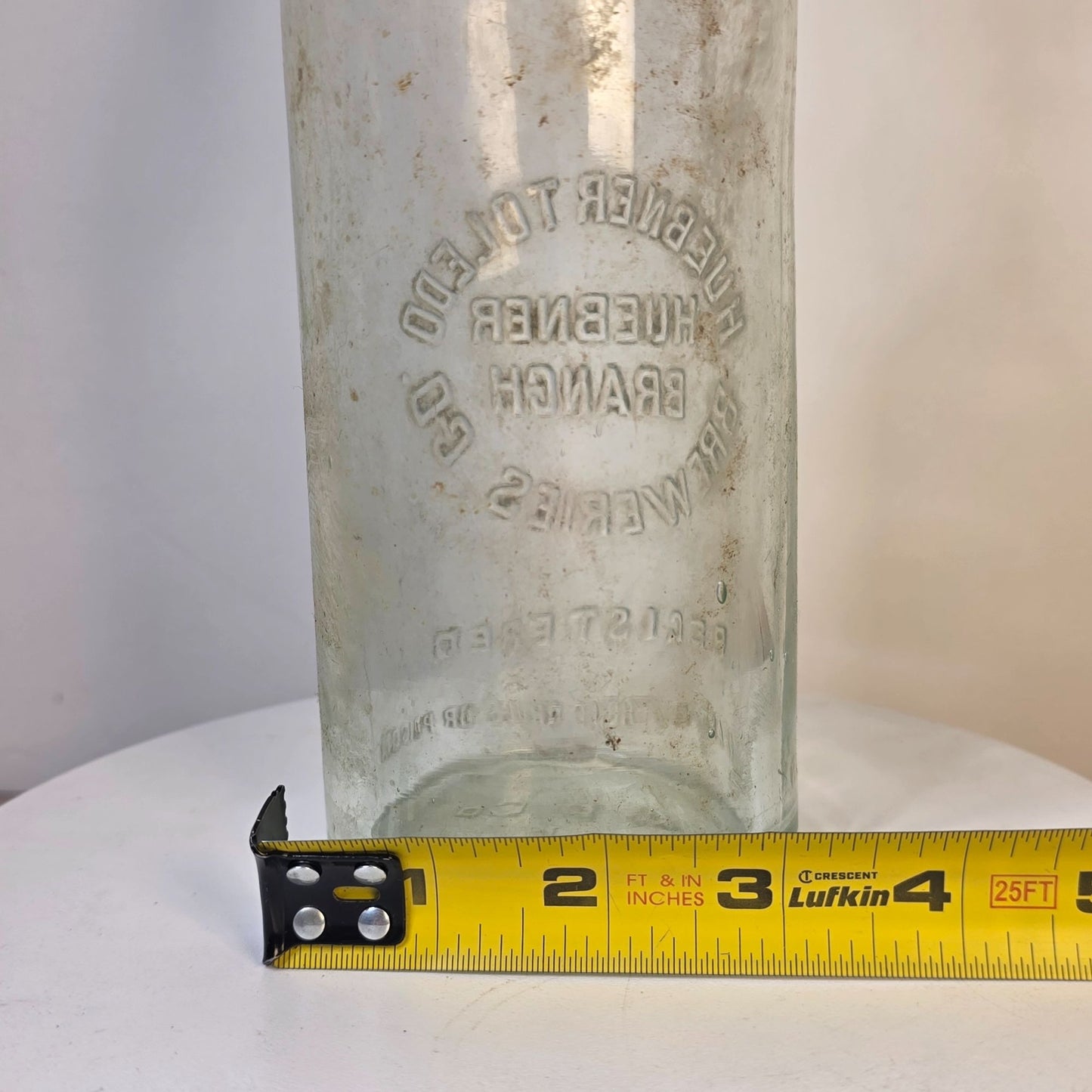 Antique Huebner Toledo Breweries Co Huebner Branch Clear Embossed Beer Bottle RARE!!