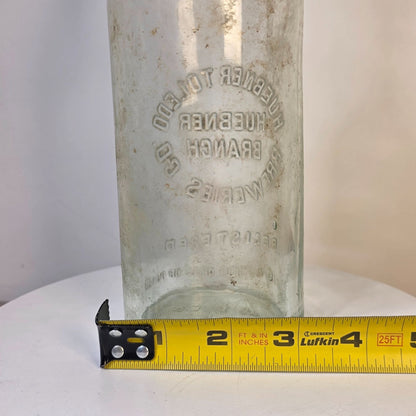 Antique Huebner Toledo Breweries Co Huebner Branch Clear Embossed Beer Bottle RARE!!