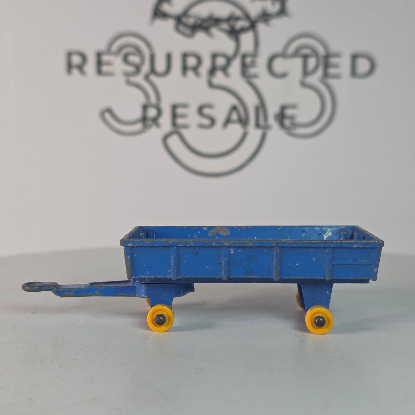 Vintage Lesney Matchbox No.40 Blue Hay Trailer With Yellow Wheels Diecast Metal Made In England Farm Toy Collectible