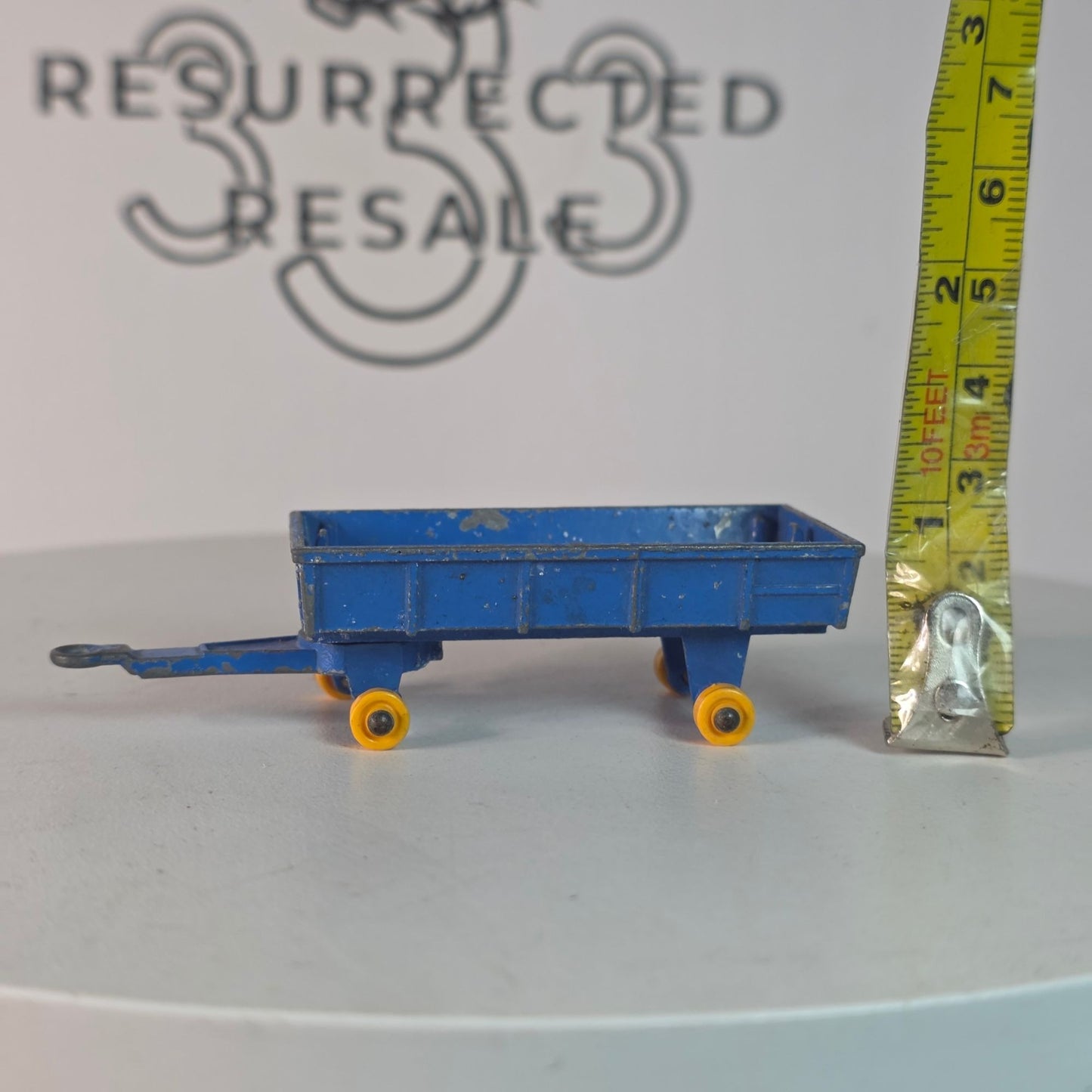 Vintage Lesney Matchbox No.40 Blue Hay Trailer With Yellow Wheels Diecast Metal Made In England Farm Toy Collectible