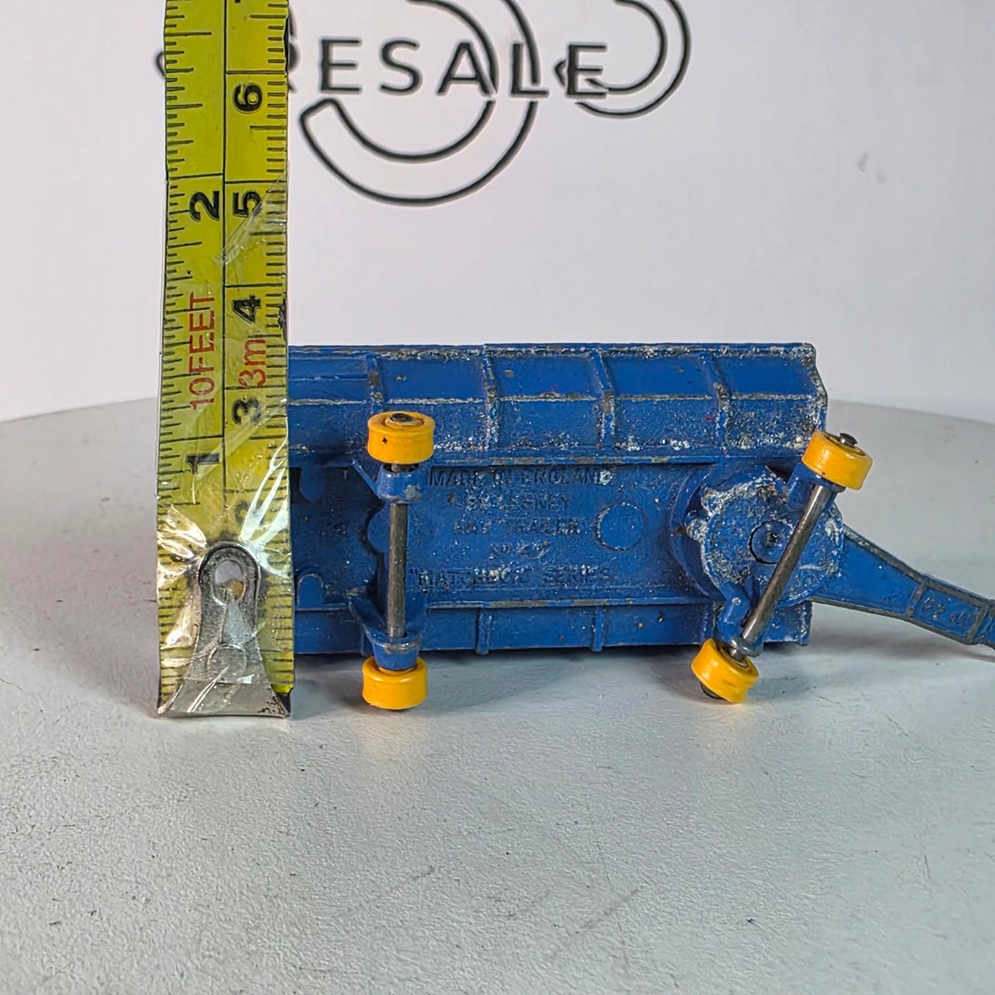 Vintage Lesney Matchbox No.40 Blue Hay Trailer With Yellow Wheels Diecast Metal Made In England Farm Toy Collectible