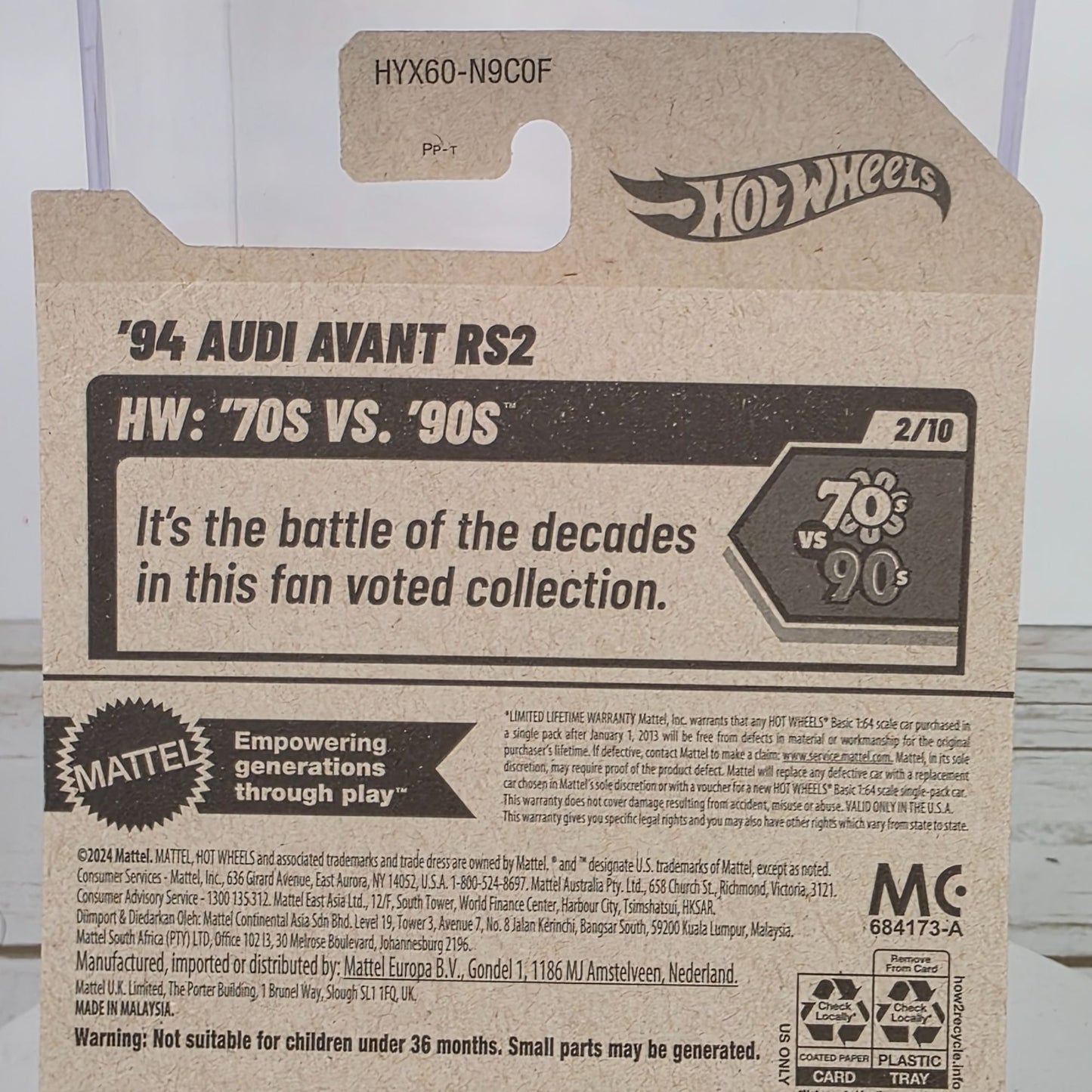 Hot Wheels 94 Audi Avant RS2 Die-Cast Model Car  Limited Edition 29/250  70s Vs 90s Series  Guaranteed For Life