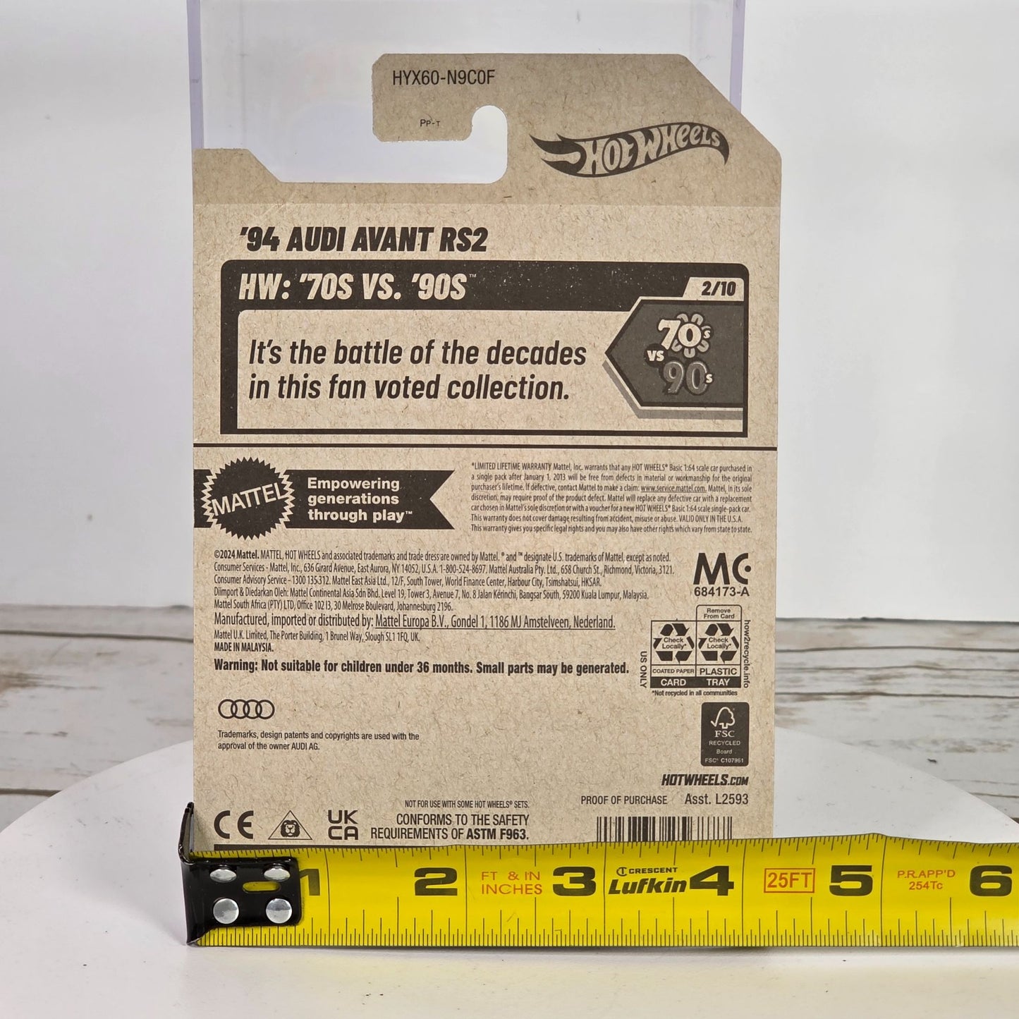 Hot Wheels 94 Audi Avant RS2 Die-Cast Model Car  Limited Edition 29/250  70s Vs 90s Series  Guaranteed For Life