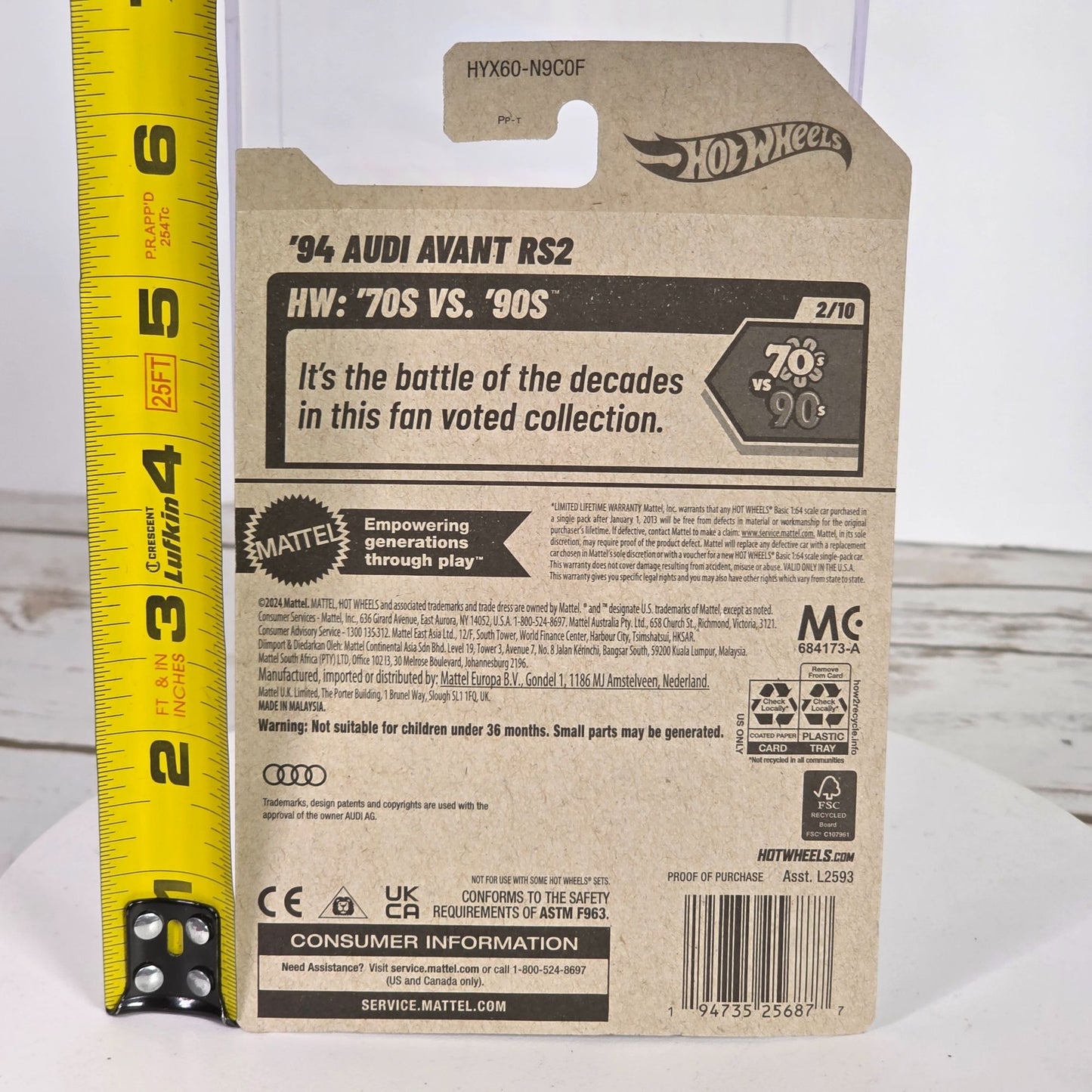 Hot Wheels 94 Audi Avant RS2 Die-Cast Model Car  Limited Edition 29/250  70s Vs 90s Series  Guaranteed For Life