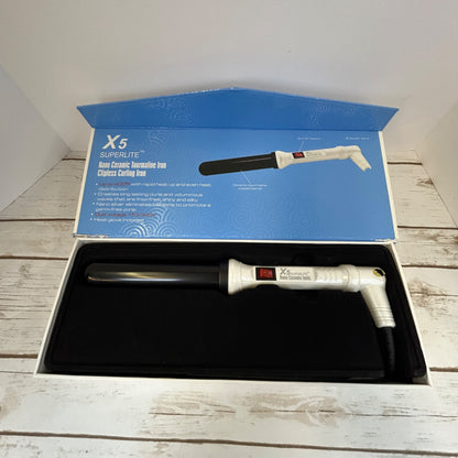 X5 Superlite Nano Ceramic Tourmaline Clipless Curling Iron 1 1/4" Barrel Professional Hair Styling Tool With Heat Glove Included
