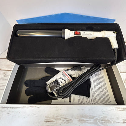 X5 Superlite Nano Ceramic Tourmaline Clipless Curling Iron 1 1/4" Barrel Professional Hair Styling Tool With Heat Glove Included