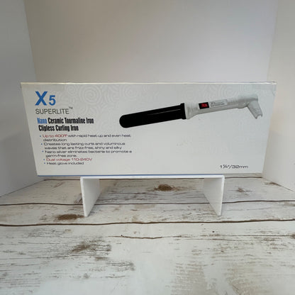 X5 Superlite Nano Ceramic Tourmaline Clipless Curling Iron 1 1/4" Barrel Professional Hair Styling Tool With Heat Glove Included