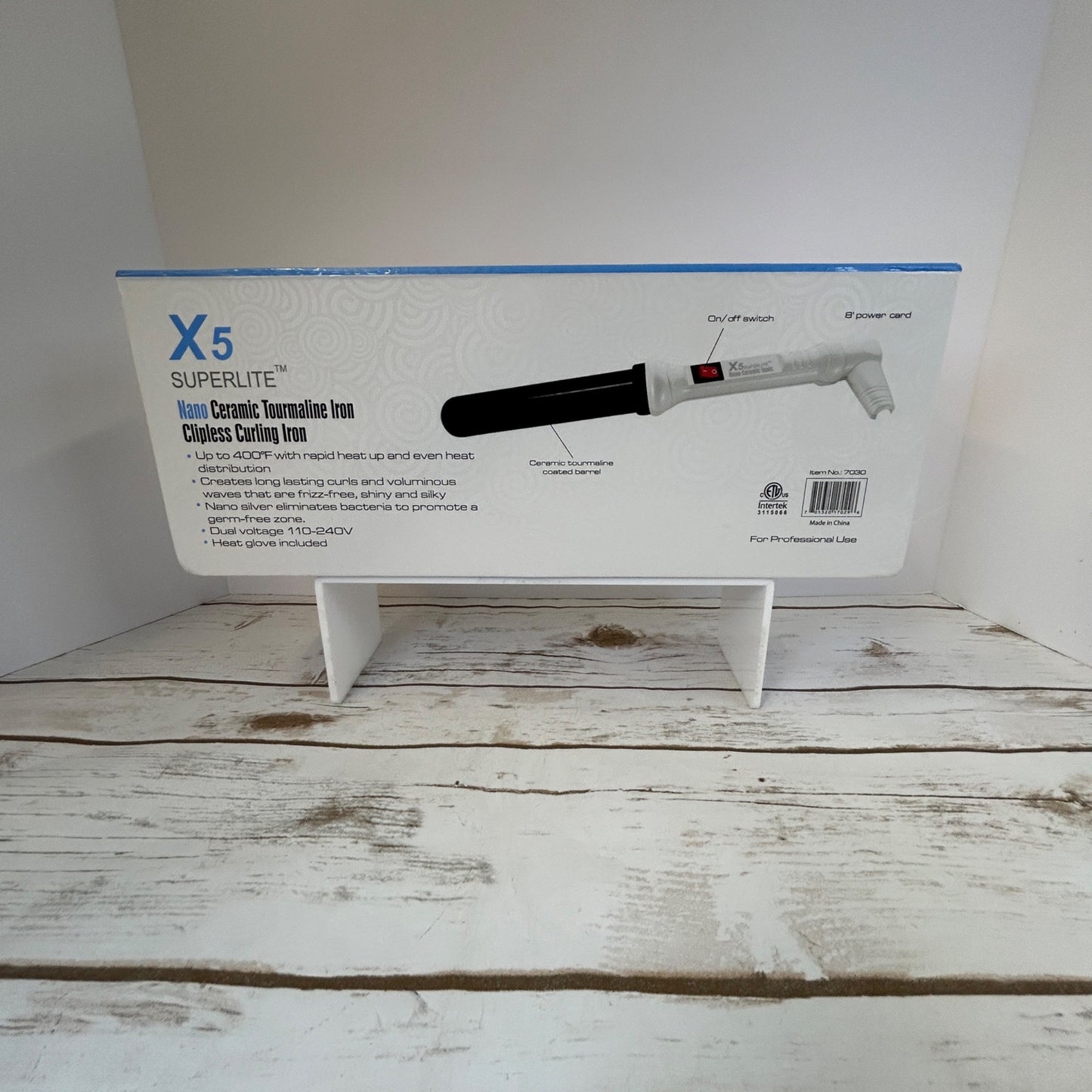 X5 Superlite Nano Ceramic Tourmaline Clipless Curling Iron 1 1/4" Barrel Professional Hair Styling Tool With Heat Glove Included