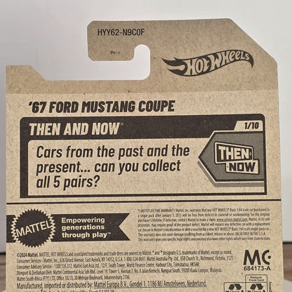 Hot Wheels 67 Ford Mustang Coupe Die-Cast Model Car 1/10 Then And Now Edition