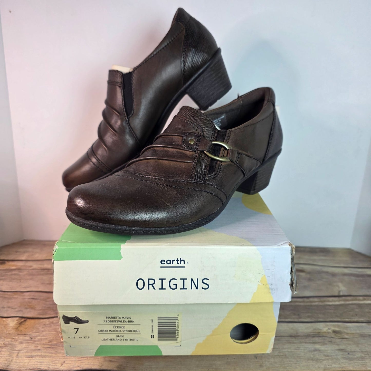 Earth Origins Marietta Mavis Womens Brown Leather & Synthetic Shoes Size 7