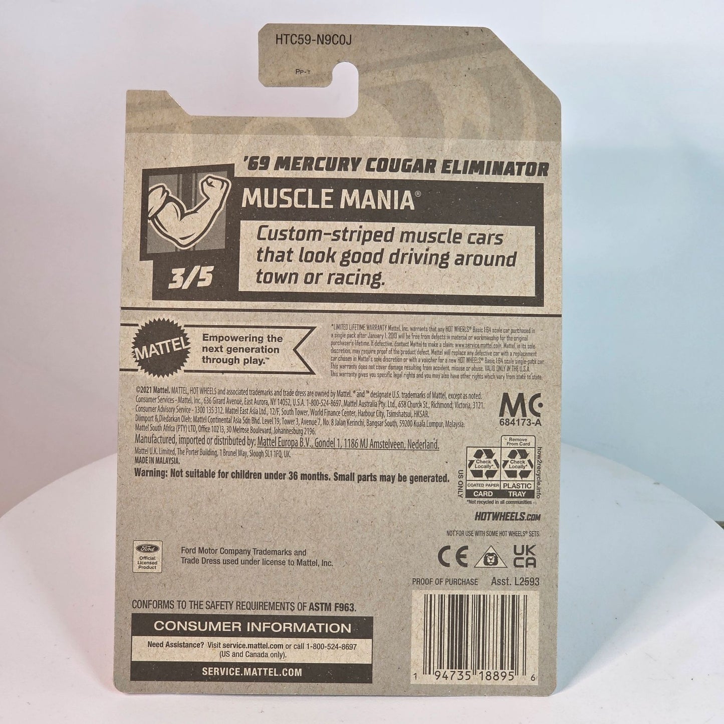 Hot Wheels Muscle Mania 69 Mercury Cougar Eliminator Die-Cast Car  Special Edition  171/250  Guaranteed For Life