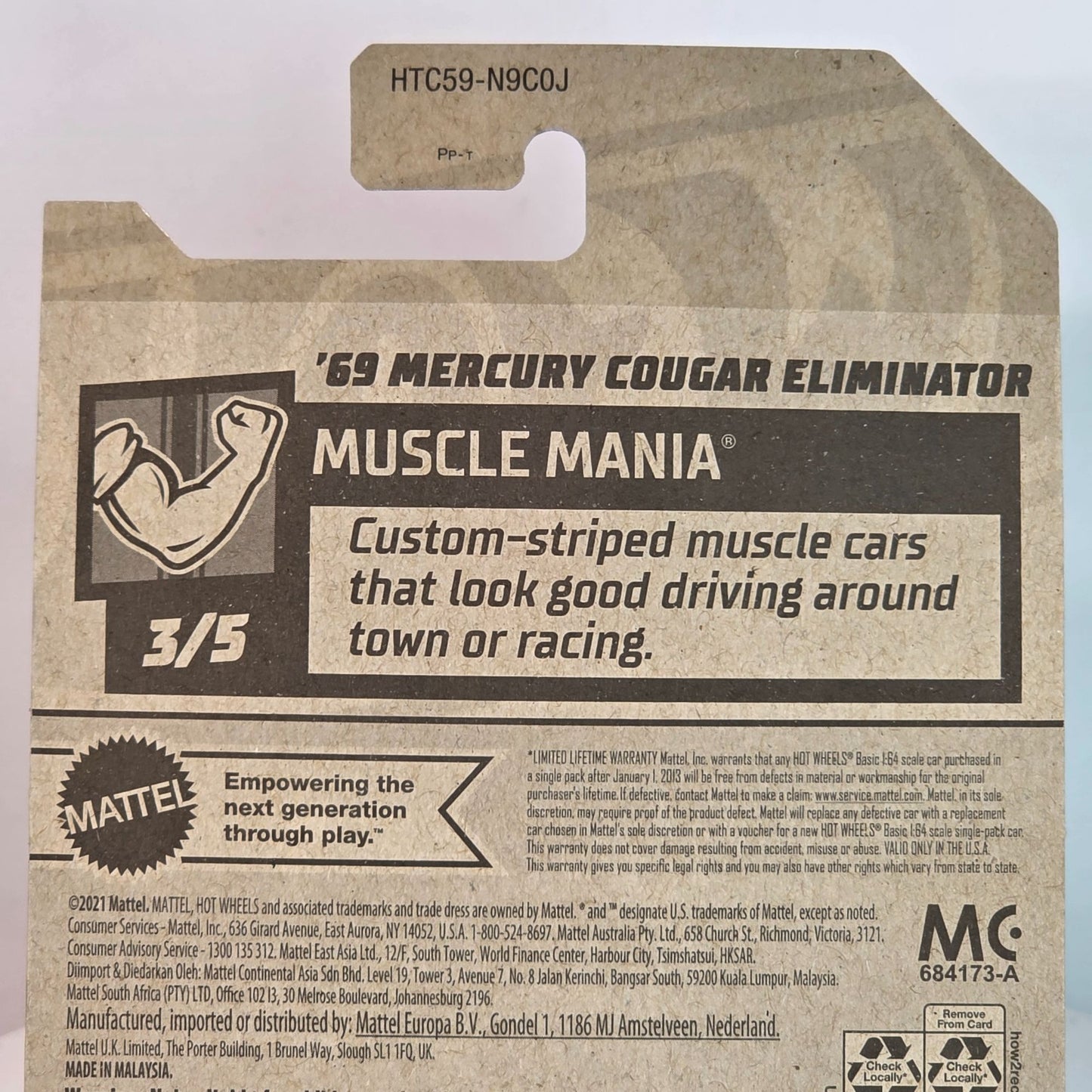 Hot Wheels Muscle Mania 69 Mercury Cougar Eliminator Die-Cast Car  Special Edition  171/250  Guaranteed For Life