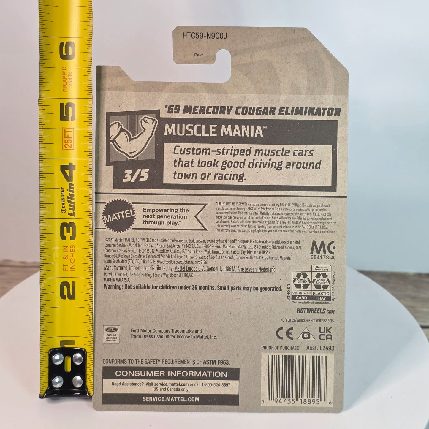 Hot Wheels Muscle Mania 69 Mercury Cougar Eliminator Die-Cast Car  Special Edition  171/250  Guaranteed For Life