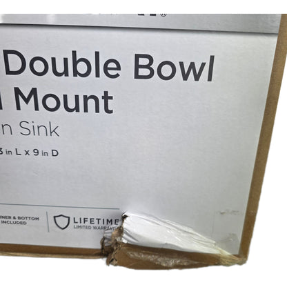 Glacier Bay 33" Double Bowl Dual Mount Kitchen Sink Brushed Stainless Steel Bratten Collection