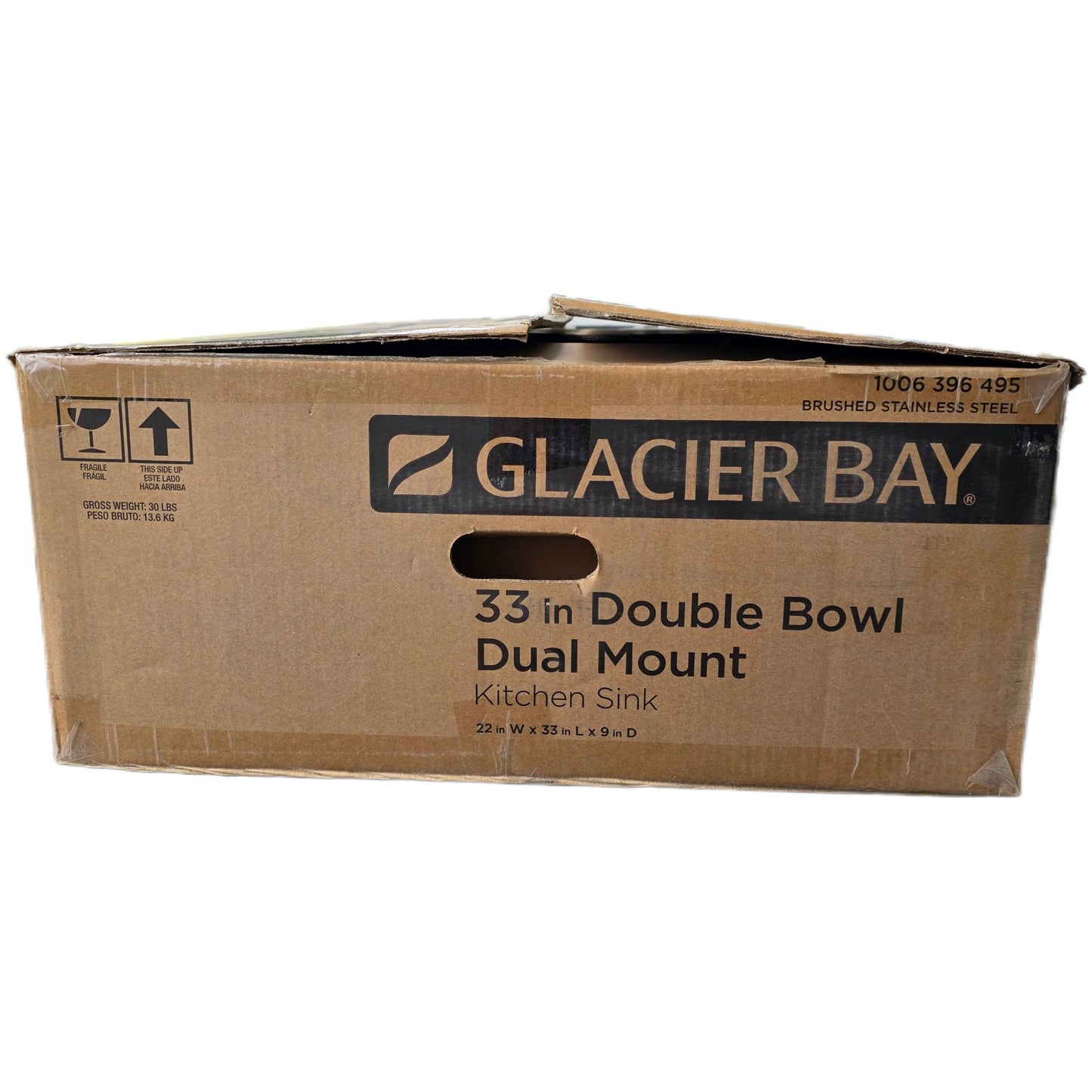 Glacier Bay 33" Double Bowl Dual Mount Kitchen Sink Brushed Stainless Steel Bratten Collection