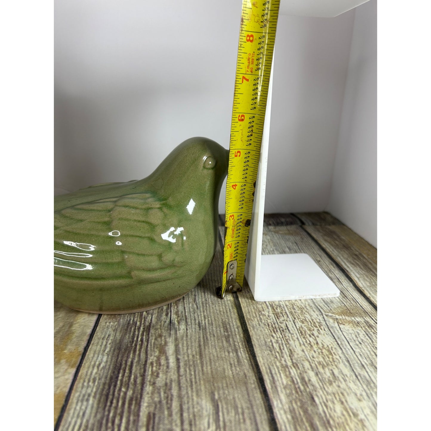 Green Ceramic Bird Figurine Glazed Decorative Collectible Accent