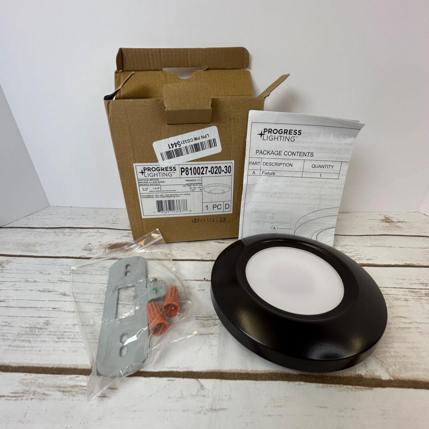 Progress Lighting LED Ceiling Light Fixture P810027-020-30 Wet Location Rated 12W 120V Black Trim Flush Mount Includes Hardware