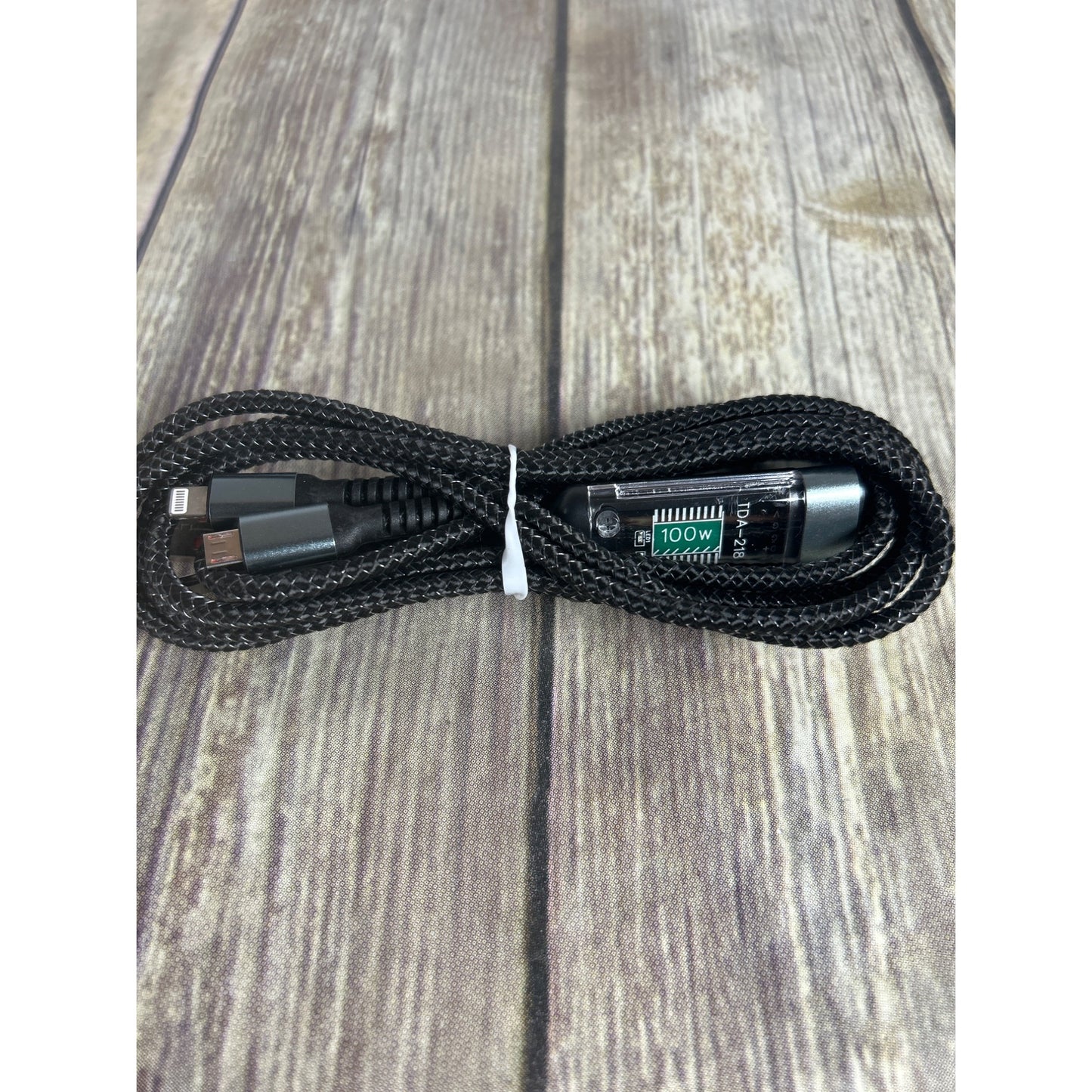 100W Super Fast Charging Cable 3 In 1 Lightning/Type-C/Micro USB With Transparent Chip Design TDA-218