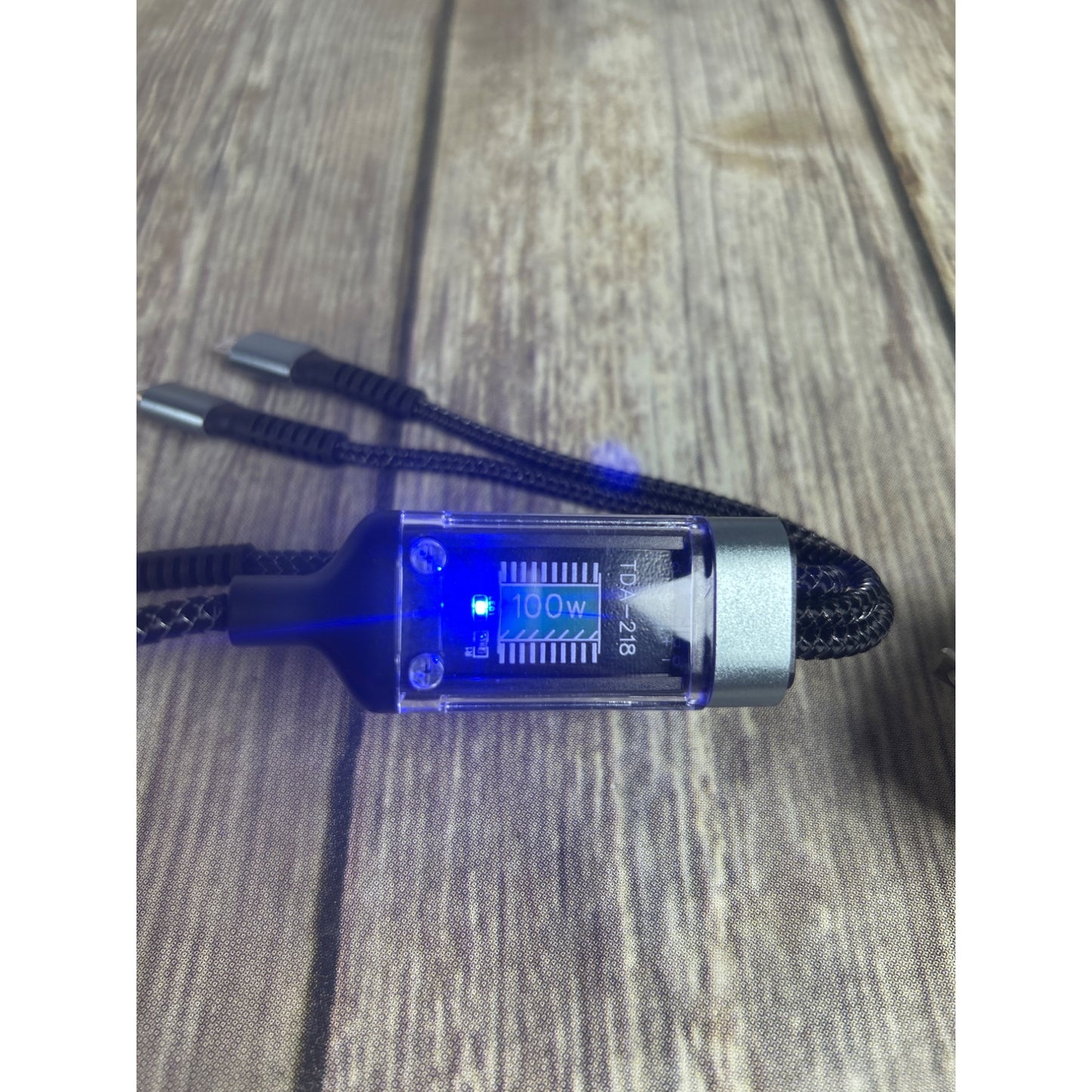 100W Super Fast Charging Cable 3 In 1 Lightning/Type-C/Micro USB With Transparent Chip Design TDA-218