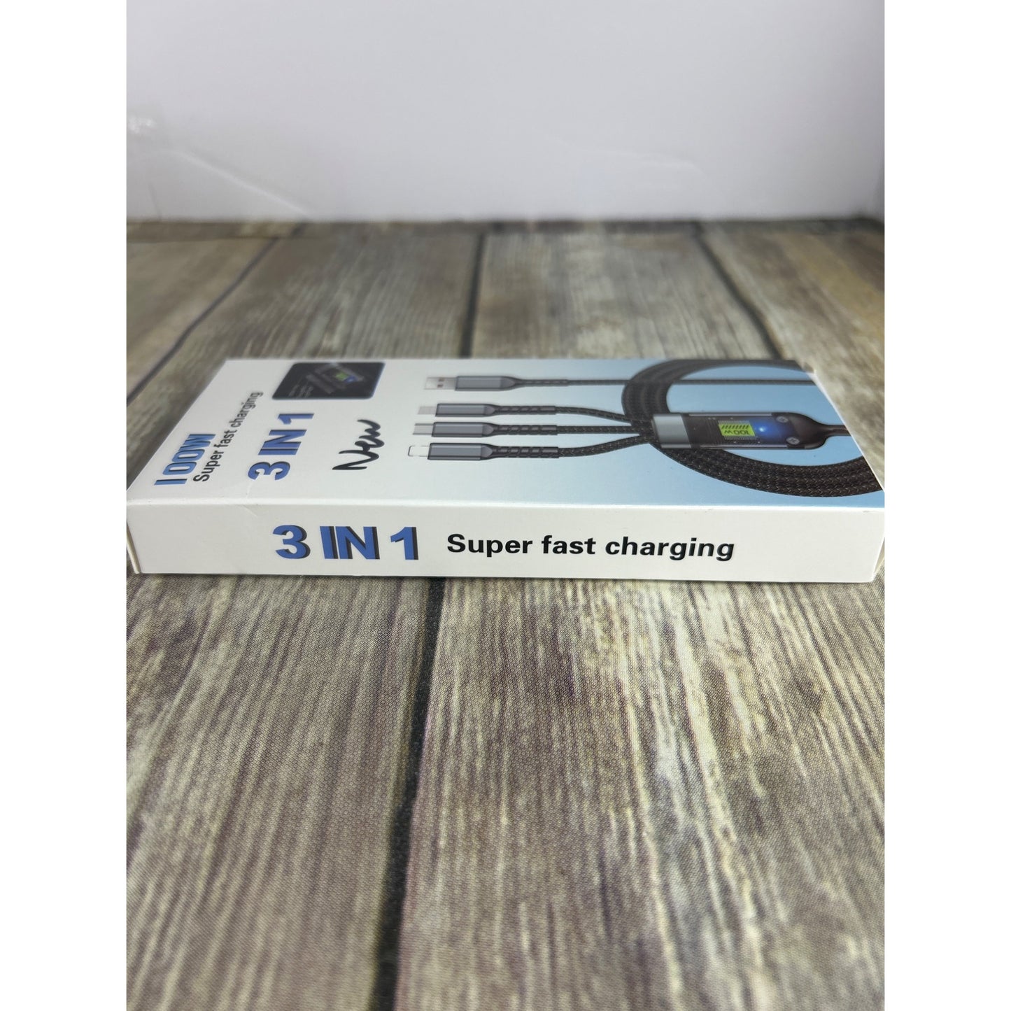 100W Super Fast Charging Cable 3 In 1 Lightning/Type-C/Micro USB With Transparent Chip Design TDA-218