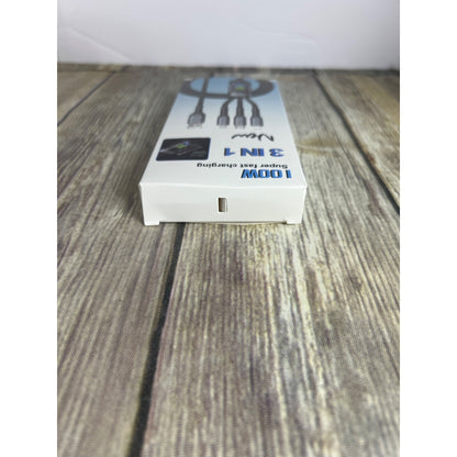 100W Super Fast Charging Cable 3 In 1 Lightning/Type-C/Micro USB With Transparent Chip Design TDA-218