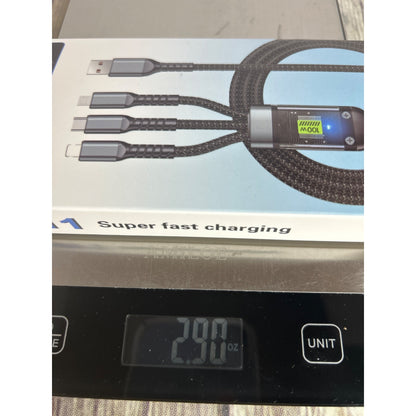 100W Super Fast Charging Cable 3 In 1 Lightning/Type-C/Micro USB With Transparent Chip Design TDA-218