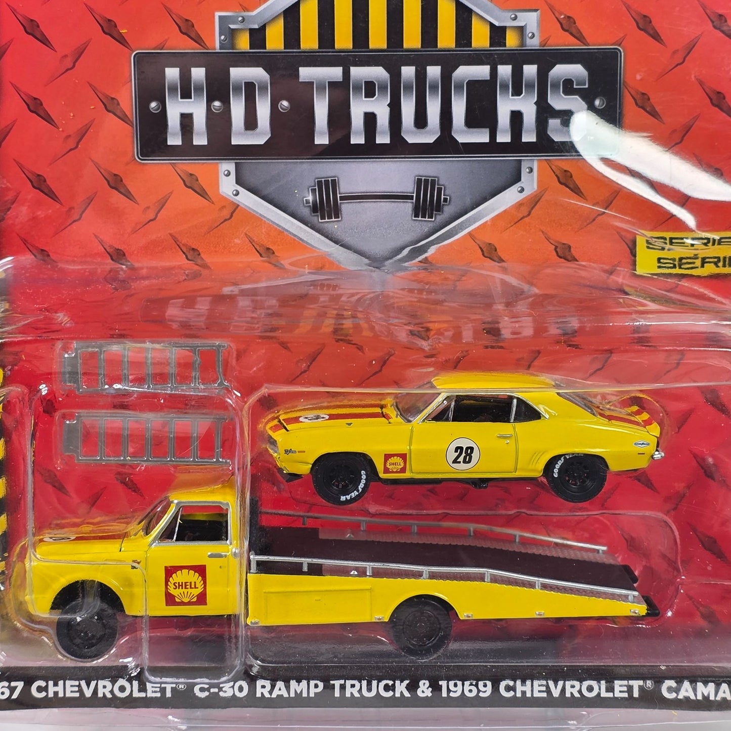 Greenlight 1967 Chevrolet C-30 Ramp Truck & 1969 Chevrolet Camaro 1:64 Scale Diecast Model