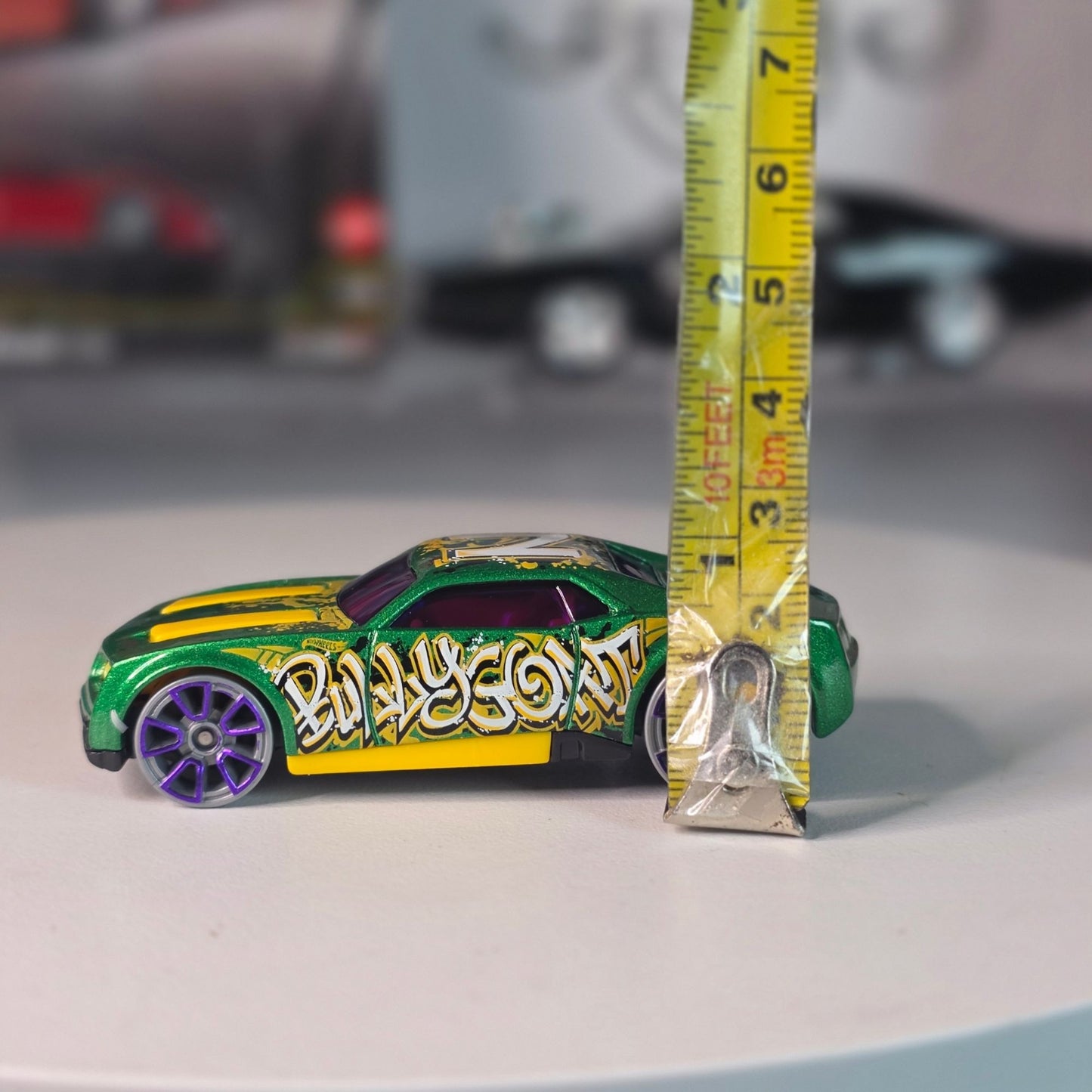 Hot Wheels Bully Goat Green Graffiti Purple Rims 2014 Loose Malaysia