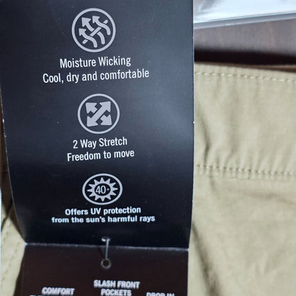 Wrangler ATG All Terrain Gear Mens Cargo Shorts 42 Moisture-Wicking 2-Way Stretch UV Protection Beige