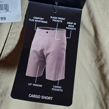 Wrangler ATG All Terrain Gear Mens Cargo Shorts 42 Moisture-Wicking 2-Way Stretch UV Protection Beige