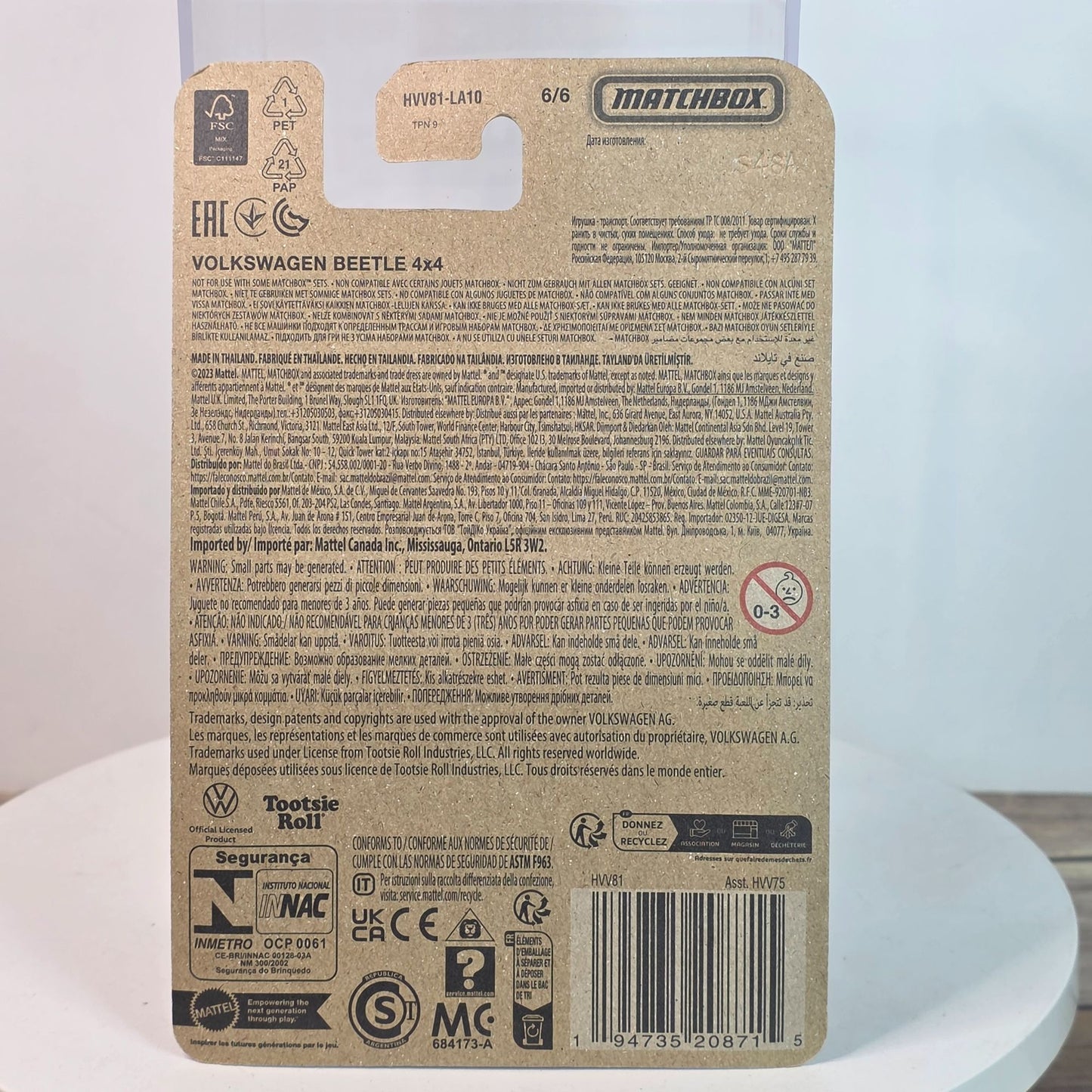 Matchbox HW75 Volkswagen Beetle 4x4 Dots Edition Diecast Toy Car