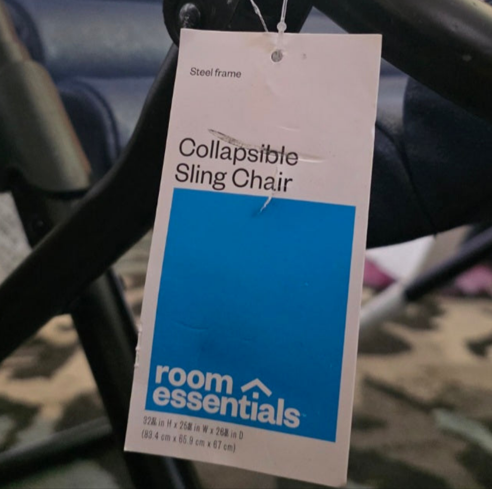 NWT New Room Essentials Collapsible Sling Chair Navy Blue 32"Hx25"Wx26"D