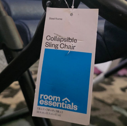 NWT New Room Essentials Collapsible Sling Chair Navy Blue 32"Hx25"Wx26"D