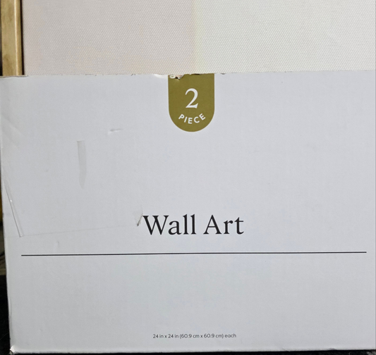 New Set of 2 THRESHOLD Colorful Abstract Color Block Wall Art 24"w x 24"h Canvases