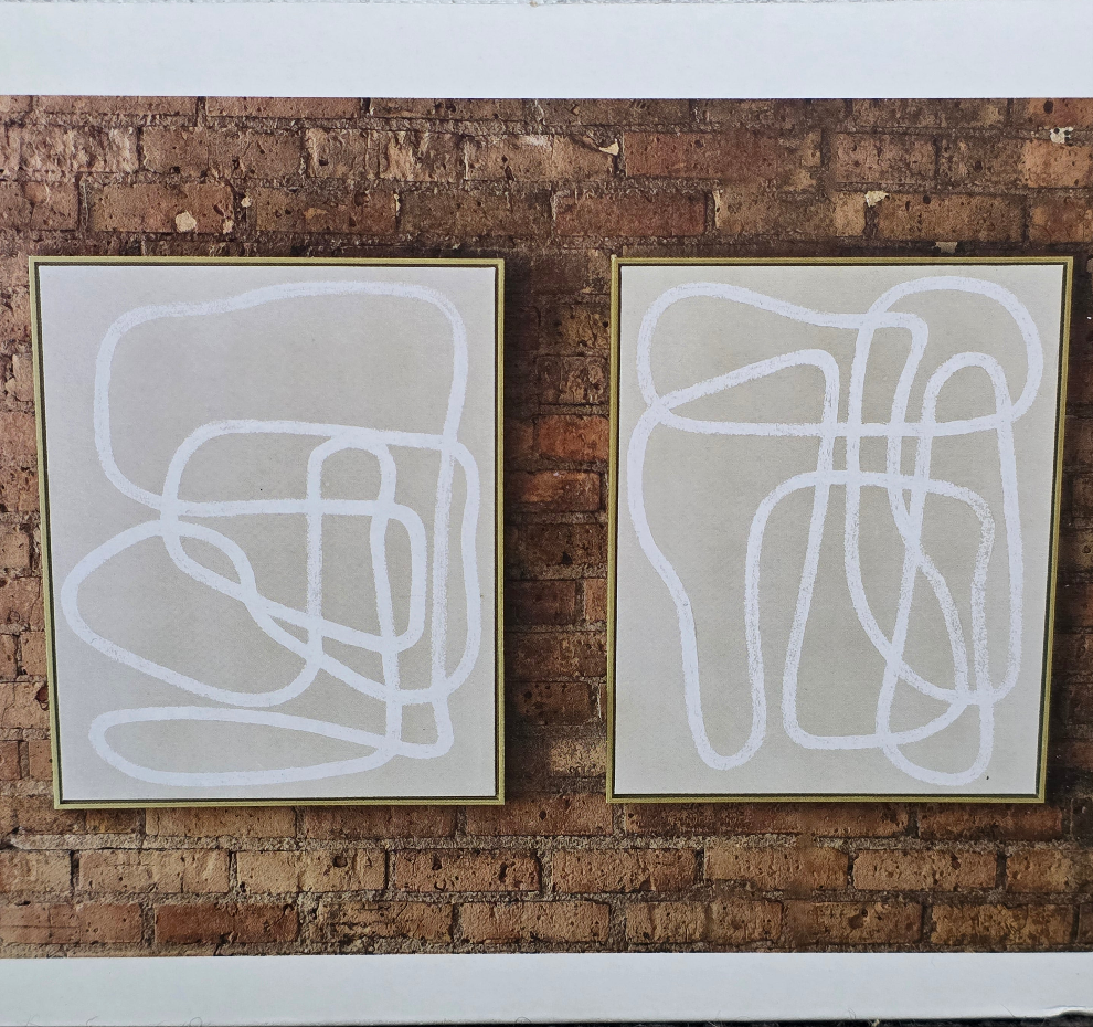 New Set of 2 THRESHOLD Framed Line Drawing Wall Art Canvases 24"x30" Each Neutral
