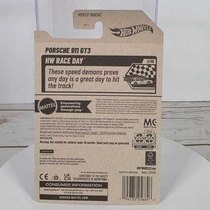 Hot Wheels Porsche 911 GT3 Die-Cast Car 1/10 New Race Day Series Limited Edition 74/250