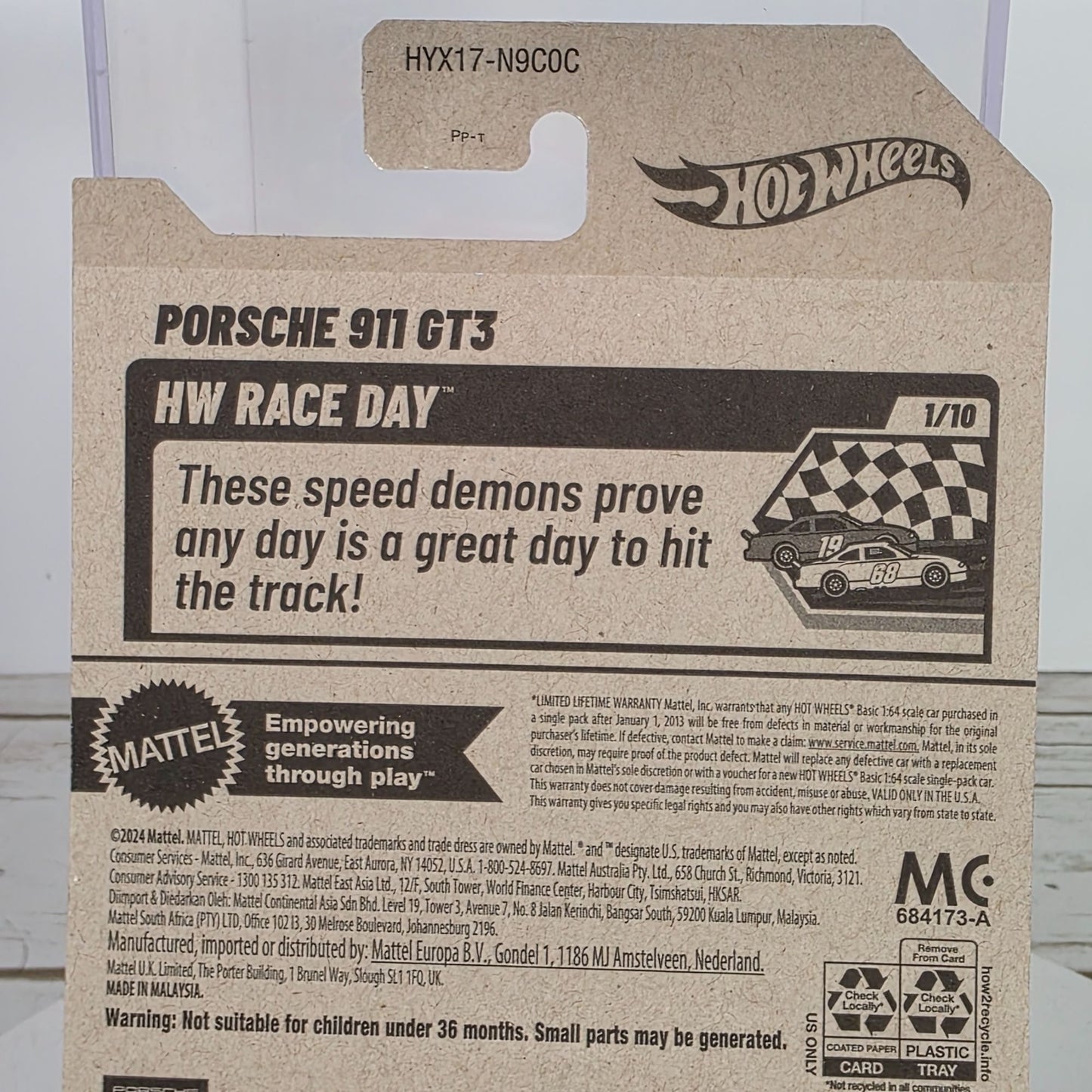 Hot Wheels Porsche 911 GT3 Die-Cast Car 1/10 New Race Day Series Limited Edition 74/250