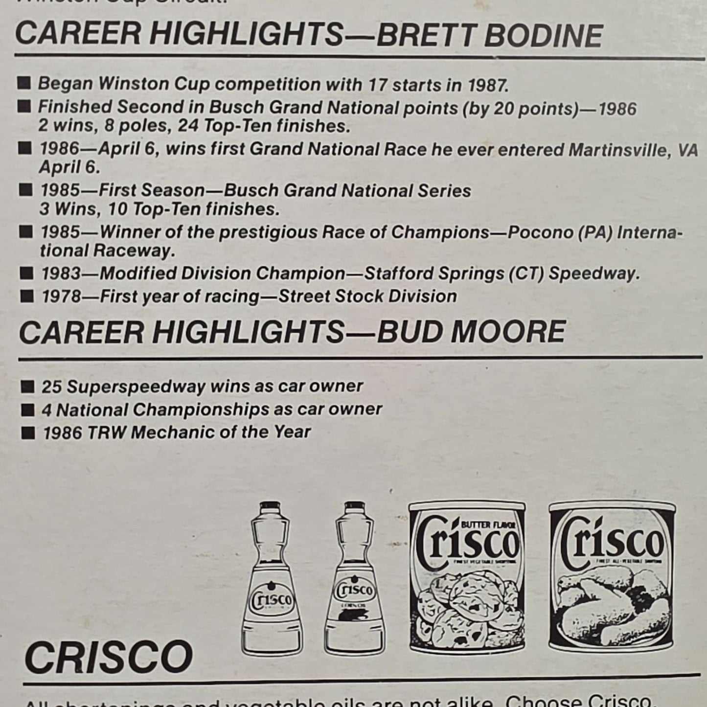 Ertl Crisco Racing Die-Cast Metal Replica No. 15 1/64 Scale Collectible Car In Original Packaging