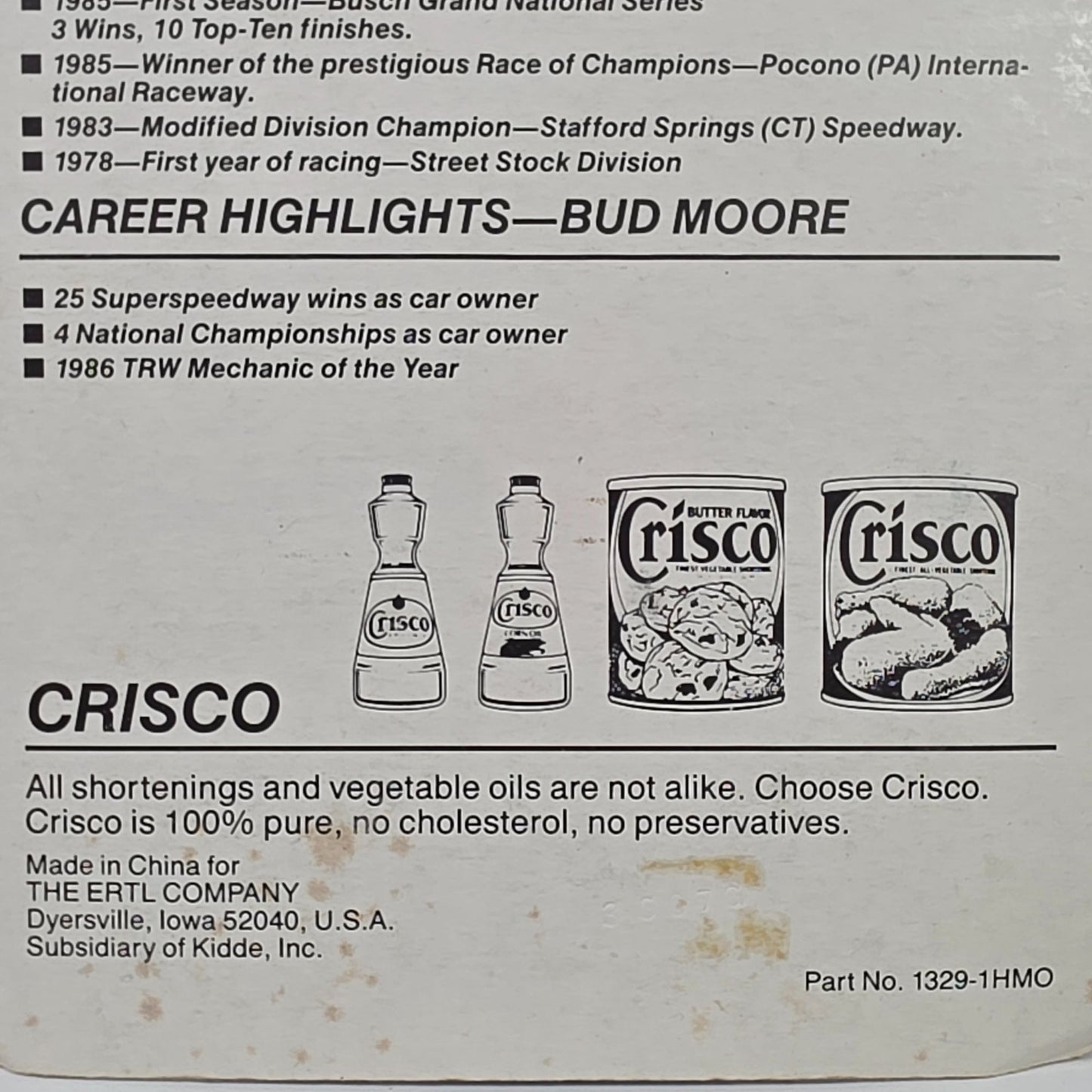Ertl Crisco Racing Die-Cast Metal Replica No. 15 1/64 Scale Collectible Car In Original Packaging