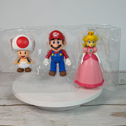 Super Mario Bros. Action Figures Set Mario Peach & Toad Jakks Pacific Kids Collectible Toy Original Packaging Minor Box Damage