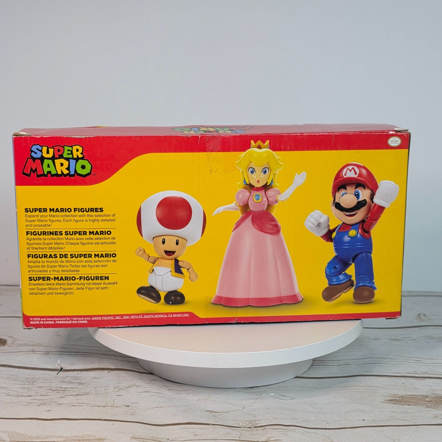 Super Mario Bros. Action Figures Set Mario Peach & Toad Jakks Pacific Kids Collectible Toy Original Packaging Minor Box Damage