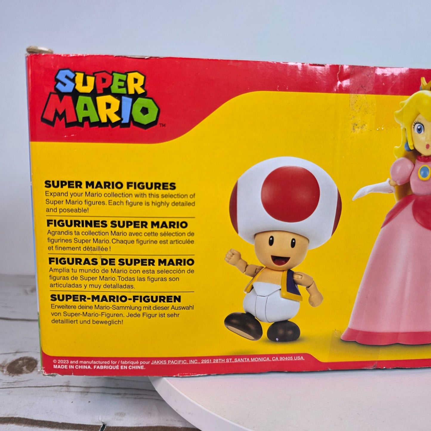 Super Mario Bros. Action Figures Set Mario Peach & Toad Jakks Pacific Kids Collectible Toy Original Packaging Minor Box Damage