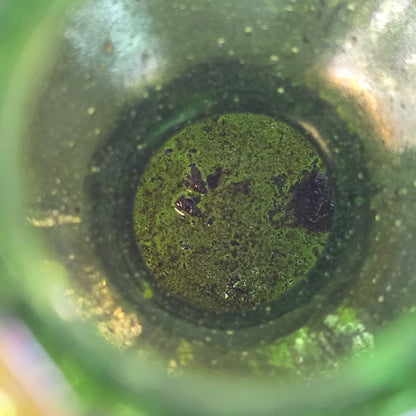 Vintage Green Glass Oil Lamp Base With Intricate Embossed Design