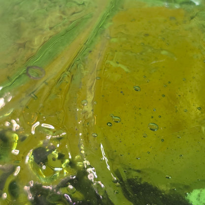 Vintage Green Glass Oil Lamp Base With Intricate Embossed Design