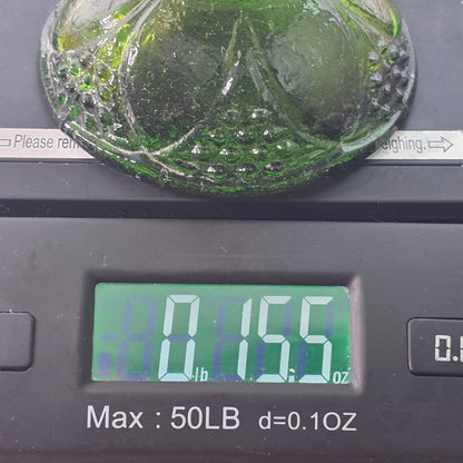 Vintage Green Glass Oil Lamp Base With Intricate Embossed Design