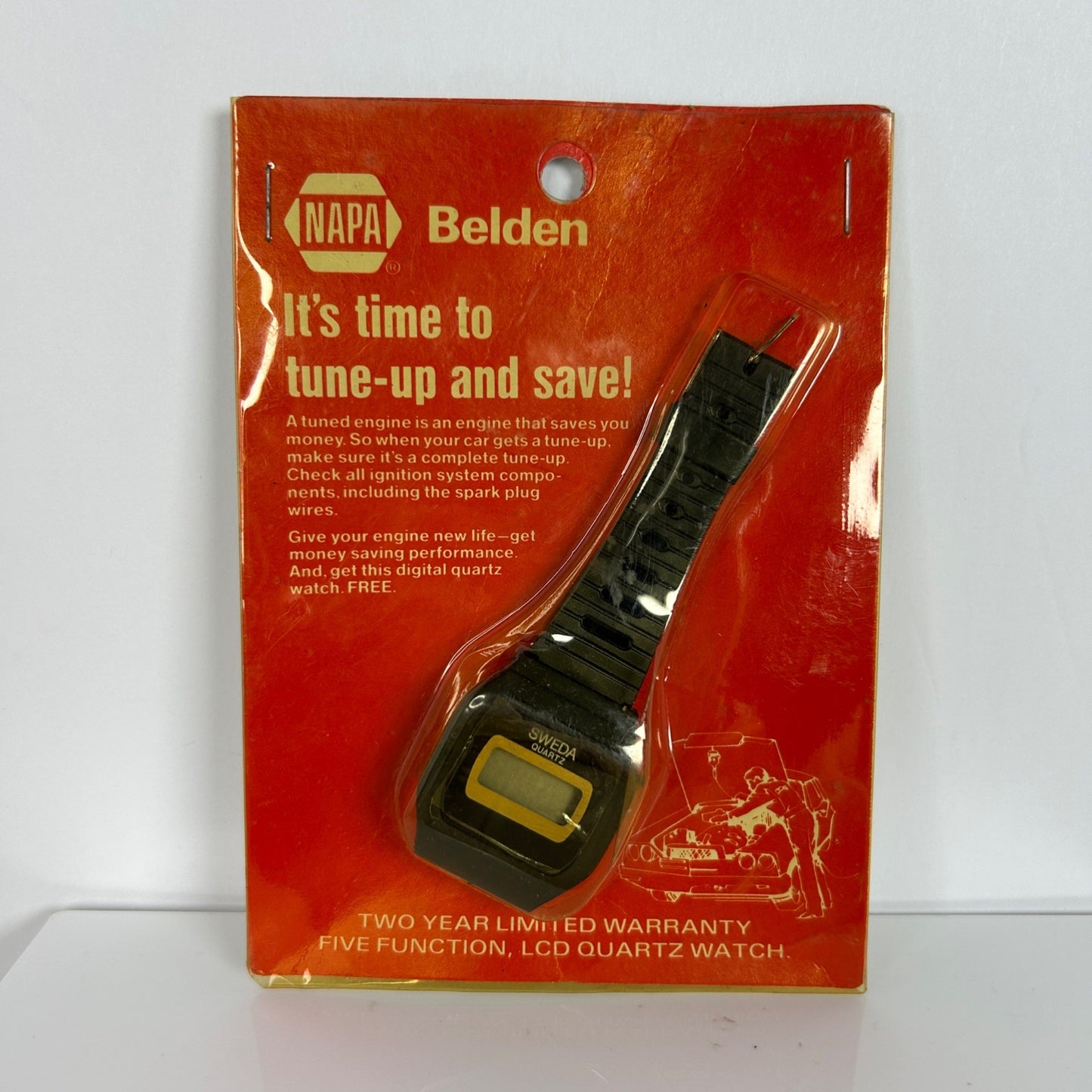 Vintage NAPA Belden Sweda Quartz LCD Digital Watch With Five Functions In Original Packaging