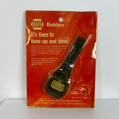 Vintage NAPA Belden Sweda Quartz LCD Digital Watch With Five Functions In Original Packaging